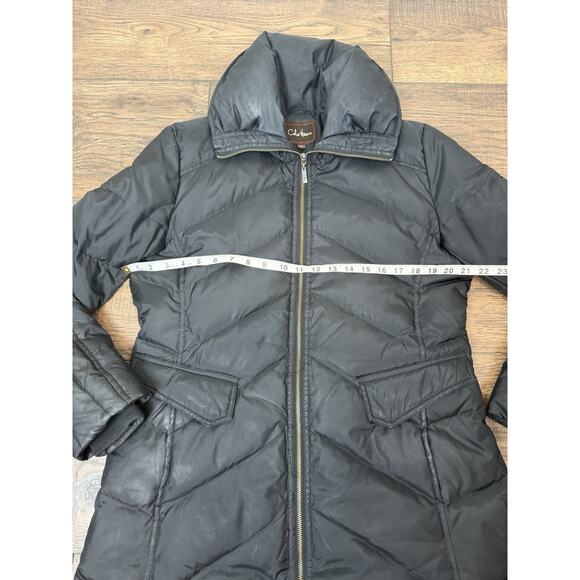Cole Haan Women's Down Puffer Jacket L Black Long Winter Coat Parka - Picture 6 of 9